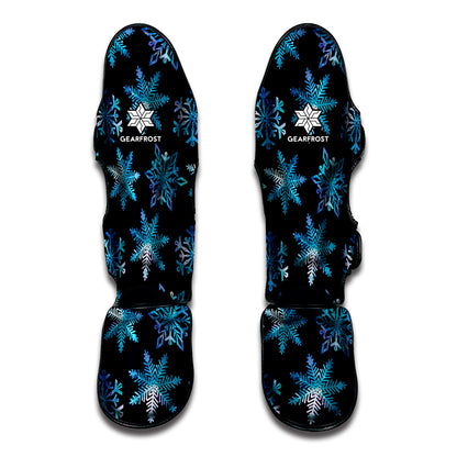 Turquoise Snowflake Pattern Print Muay Thai Shin Guard