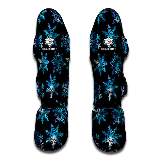 Turquoise Snowflake Pattern Print Muay Thai Shin Guard