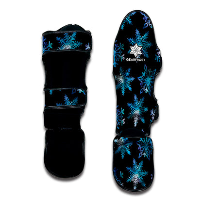 Turquoise Snowflake Pattern Print Muay Thai Shin Guard