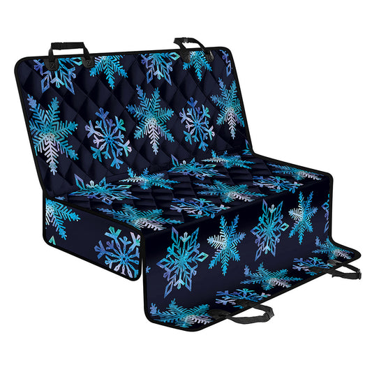 Turquoise Snowflake Pattern Print Pet Car Back Seat Cover