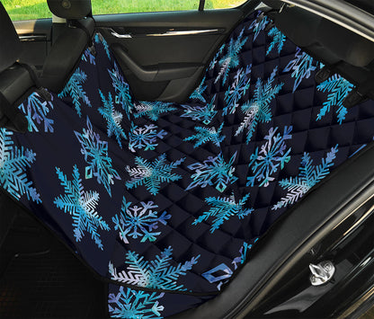 Turquoise Snowflake Pattern Print Pet Car Back Seat Cover