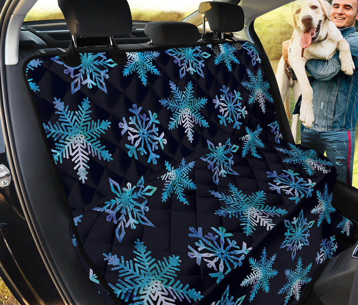 Turquoise Snowflake Pattern Print Pet Car Back Seat Cover
