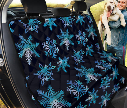 Turquoise Snowflake Pattern Print Pet Car Back Seat Cover
