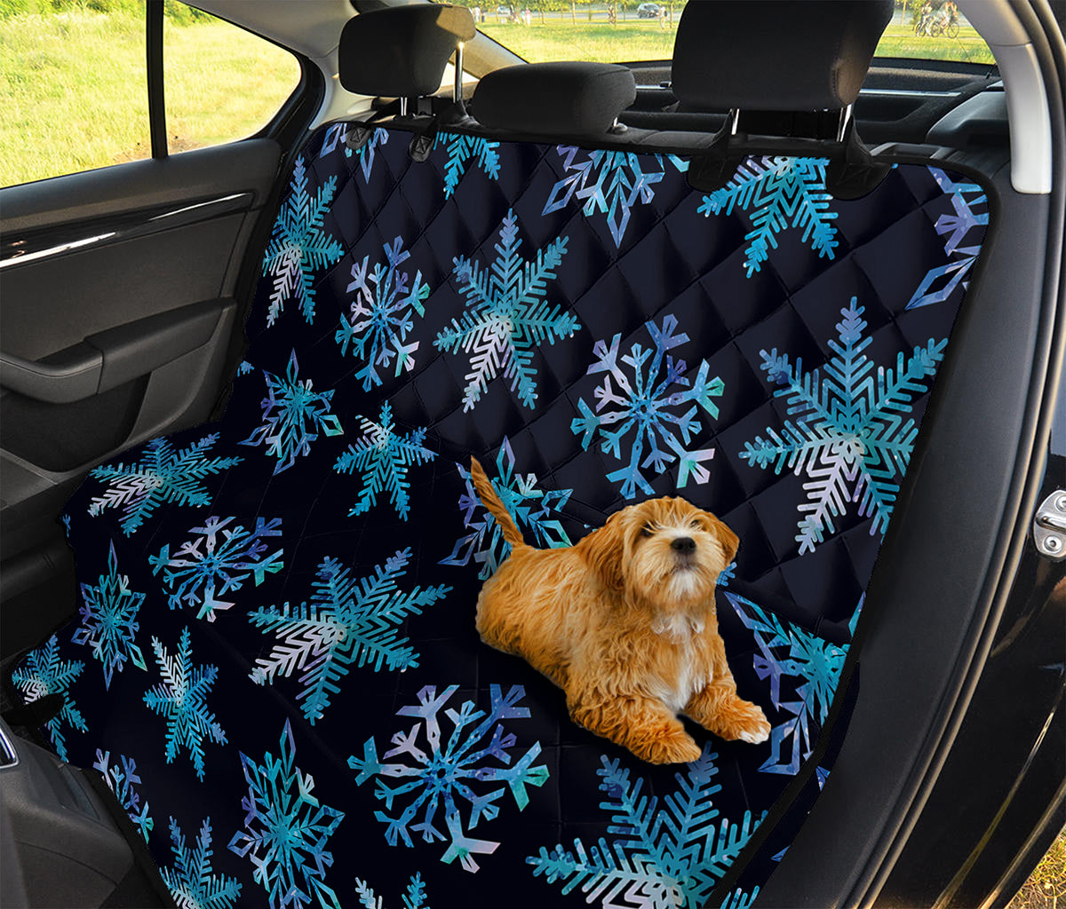Turquoise Snowflake Pattern Print Pet Car Back Seat Cover