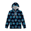 Turquoise Snowflake Pattern Print Pullover Hoodie