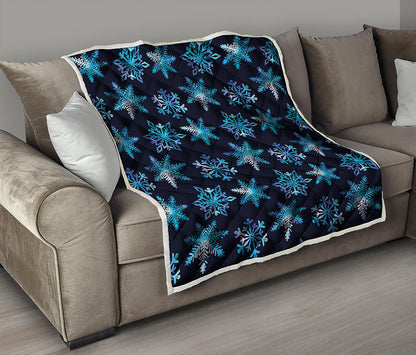 Turquoise Snowflake Pattern Print Quilt