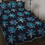 Turquoise Snowflake Pattern Print Quilt Bed Set