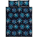 Turquoise Snowflake Pattern Print Quilt Bed Set