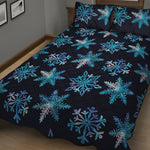 Turquoise Snowflake Pattern Print Quilt Bed Set