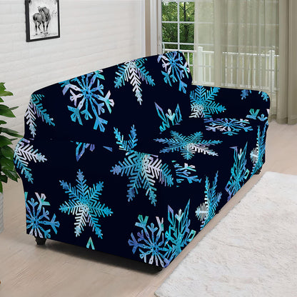 Turquoise Snowflake Pattern Print Sofa Cover