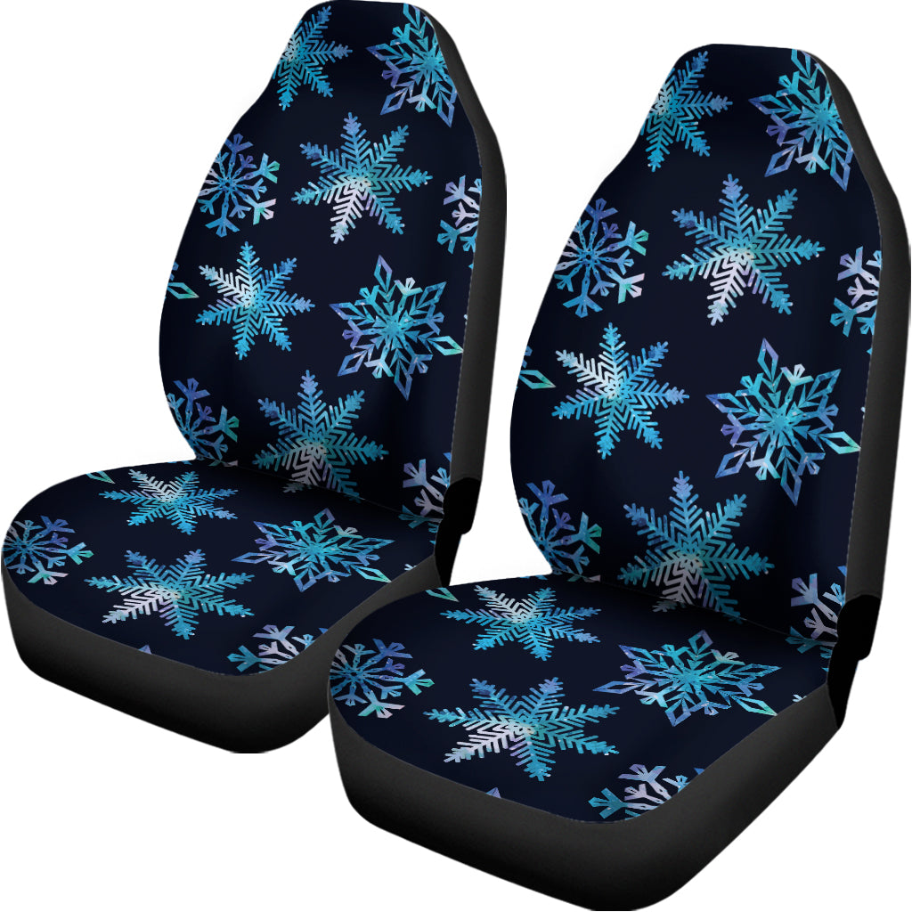 Turquoise Snowflake Pattern Print Universal Fit Car Seat Covers
