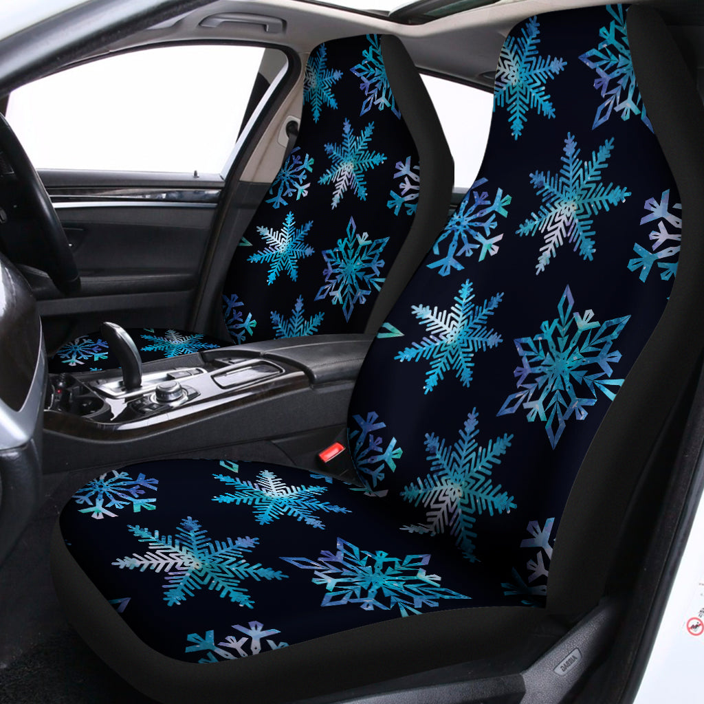 Turquoise Snowflake Pattern Print Universal Fit Car Seat Covers
