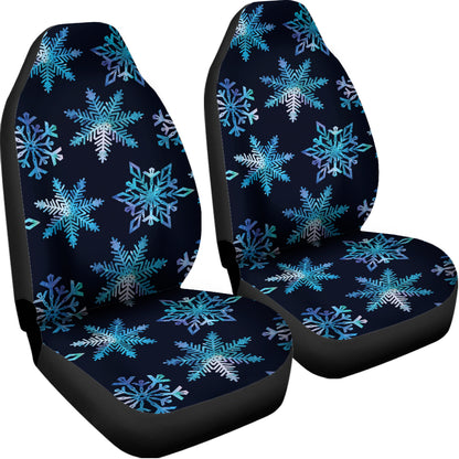 Turquoise Snowflake Pattern Print Universal Fit Car Seat Covers