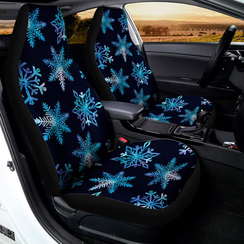 Turquoise Snowflake Pattern Print Universal Fit Car Seat Covers