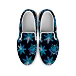Turquoise Snowflake Pattern Print White Slip On Shoes