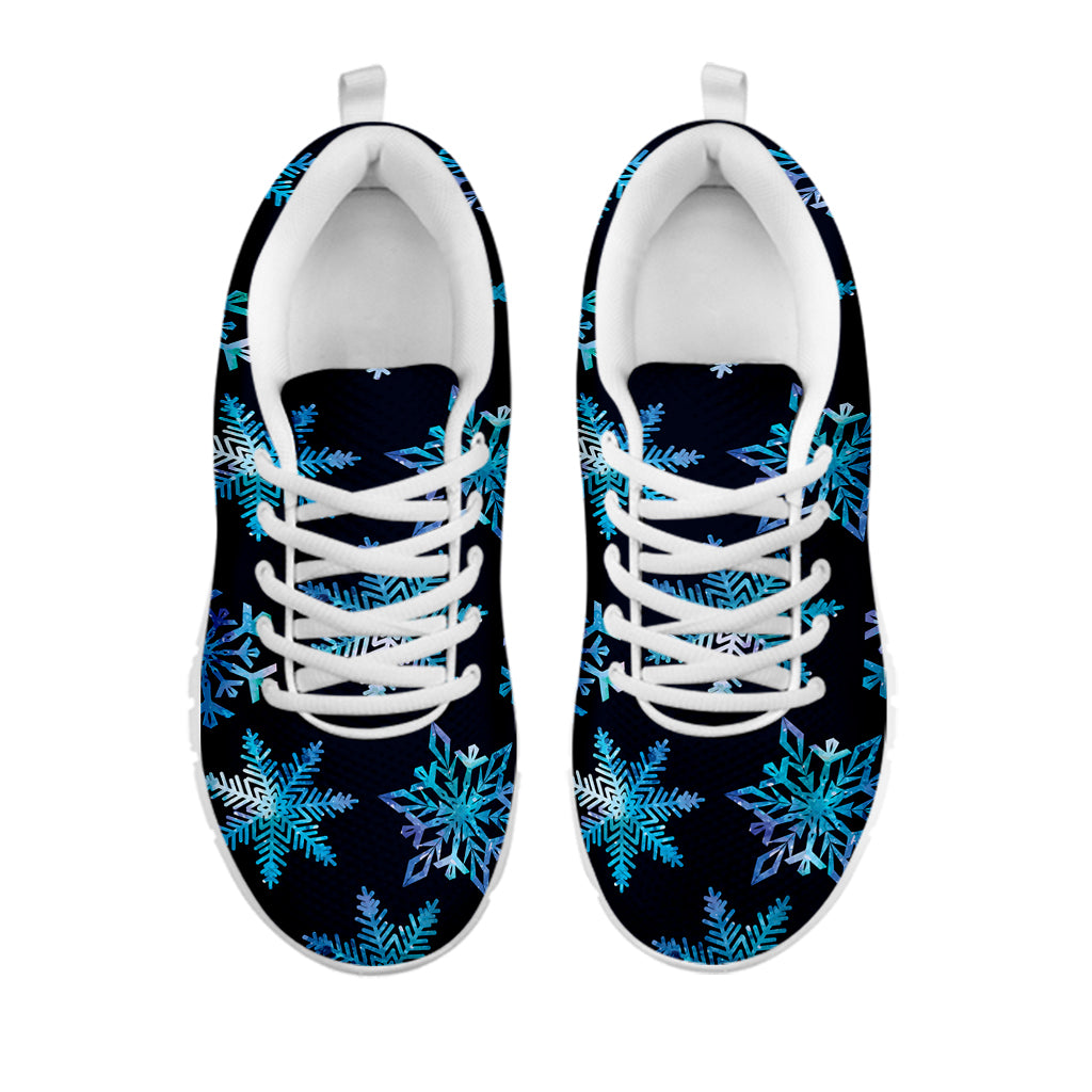 Turquoise Snowflake Pattern Print White Sneakers