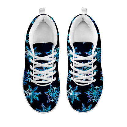 Turquoise Snowflake Pattern Print White Sneakers