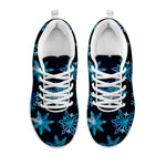 Turquoise Snowflake Pattern Print White Sneakers