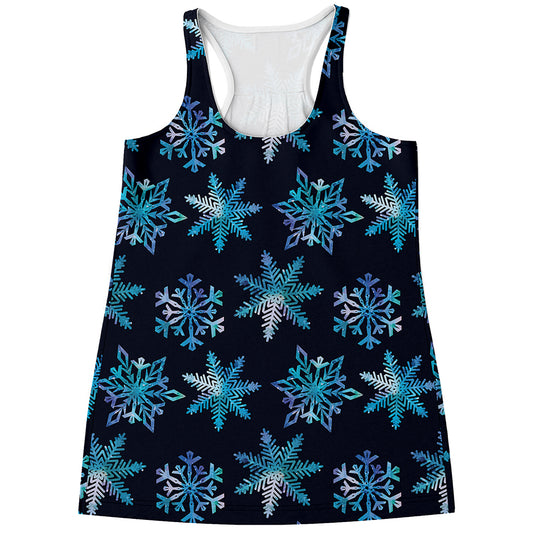 Turquoise Snowflake Pattern Print Women's Racerback Tank Top
