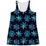Turquoise Snowflake Pattern Print Women's Racerback Tank Top
