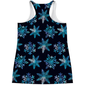Turquoise Snowflake Pattern Print Women's Racerback Tank Top