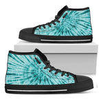 Turquoise Tie Dye Print Black High Top Shoes