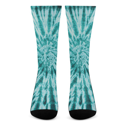 Turquoise Tie Dye Print Crew Socks