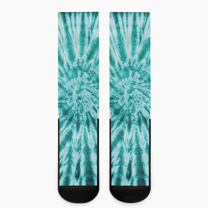 Turquoise Tie Dye Print Crew Socks