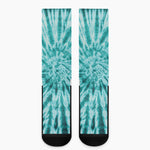Turquoise Tie Dye Print Crew Socks