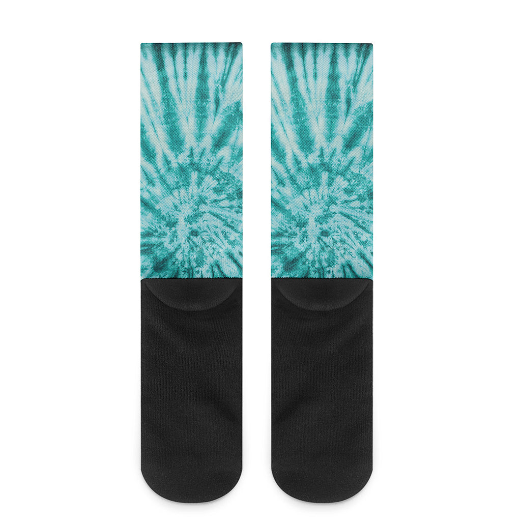 Turquoise Tie Dye Print Crew Socks