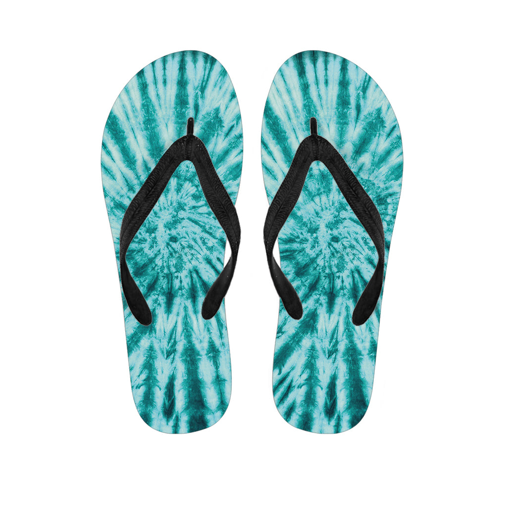 Turquoise Tie Dye Print Flip Flops