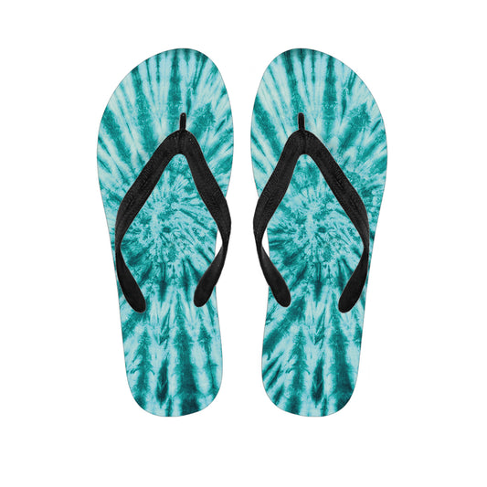 Turquoise Tie Dye Print Flip Flops