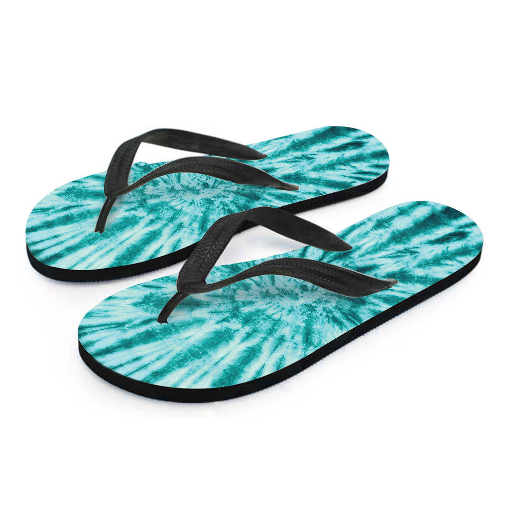 Turquoise Tie Dye Print Flip Flops