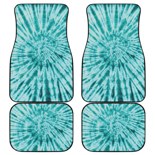 Turquoise Tie Dye Print Front and Back Car Floor Mats