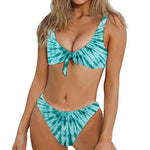 Turquoise Tie Dye Print Front Bow Tie Bikini