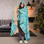 Turquoise Tie Dye Print Hooded Blanket