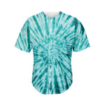 Turquoise Tie Dye Print Men's Baseball Jersey