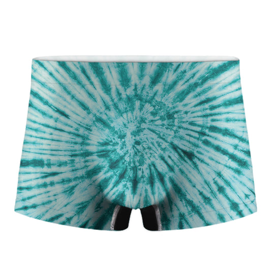 Turquoise Tie Dye Print Men's Boxer Briefs