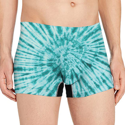 Turquoise Tie Dye Print Men's Boxer Briefs