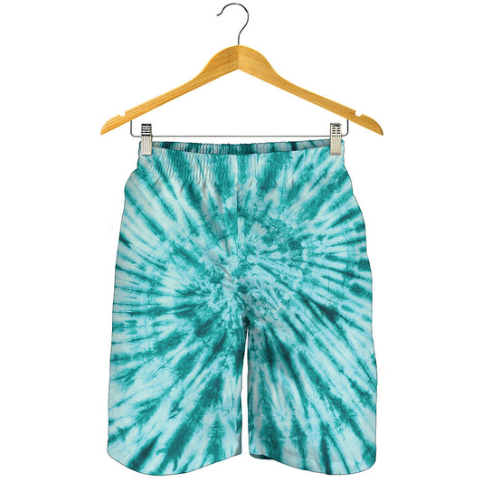 Turquoise Tie Dye Print Men's Shorts