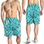 Turquoise Tie Dye Print Men's Shorts