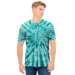 Turquoise Tie Dye Print Men's T-Shirt