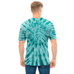 Turquoise Tie Dye Print Men's T-Shirt