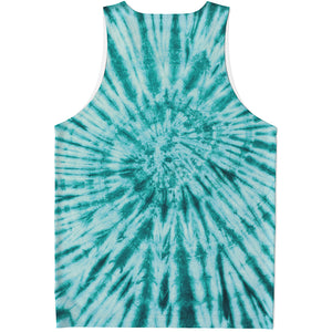 Turquoise Tie Dye Print Men's Tank Top