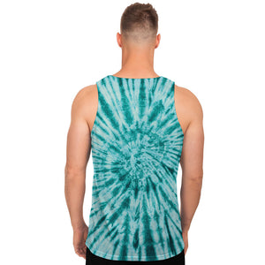 Turquoise Tie Dye Print Men's Tank Top