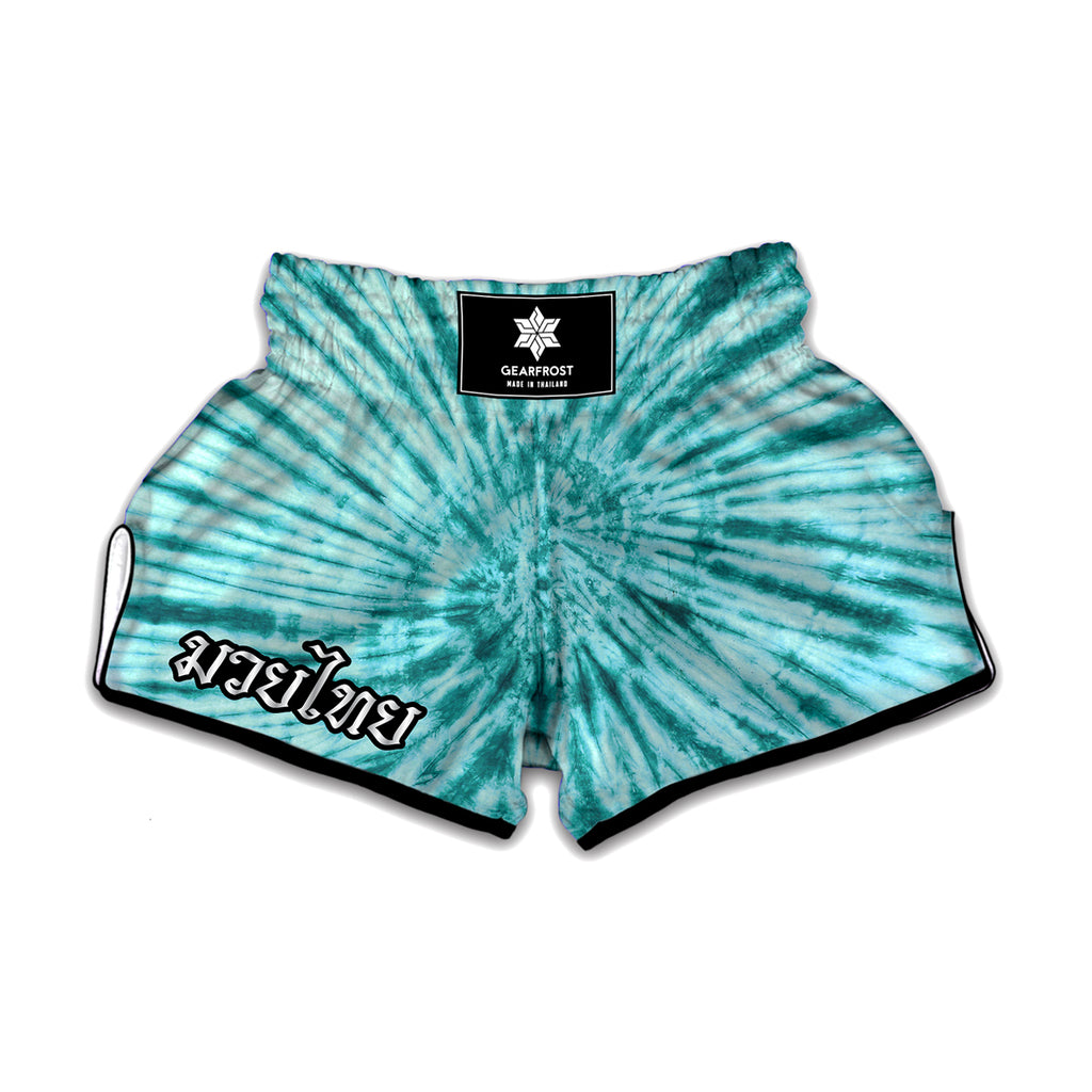 Turquoise Tie Dye Print Muay Thai Boxing Shorts