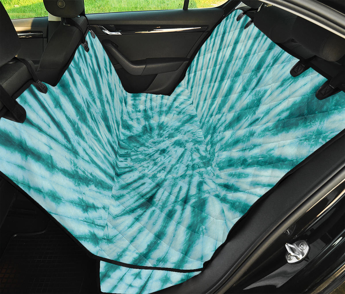 Turquoise Tie Dye Print Pet Car Back Seat Cover