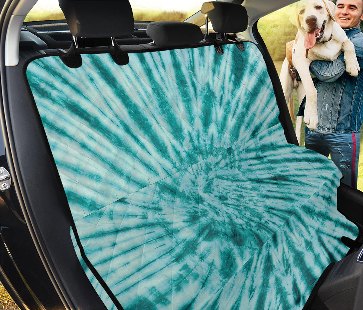 Turquoise Tie Dye Print Pet Car Back Seat Cover
