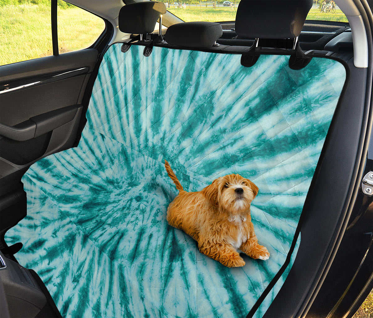 Turquoise Tie Dye Print Pet Car Back Seat Cover