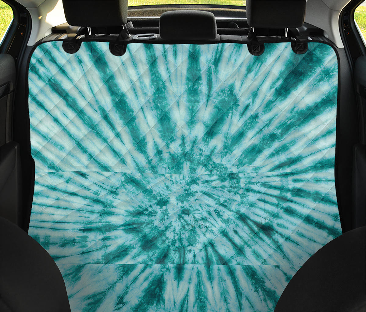 Turquoise Tie Dye Print Pet Car Back Seat Cover